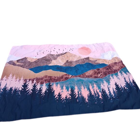 Boho Wall Decor Tapestry Mountain Lake Nature Scene Wall Hanging 8X5 - Picture 1 of 10